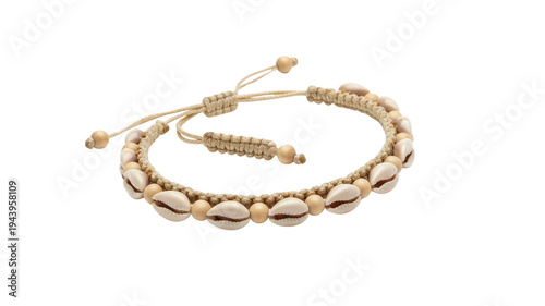 Shell and wood bead macrame bracelet