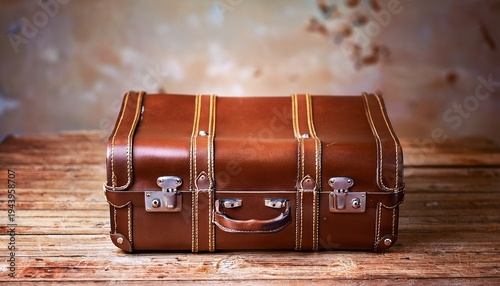 vintage travel bag leather brown suitcase