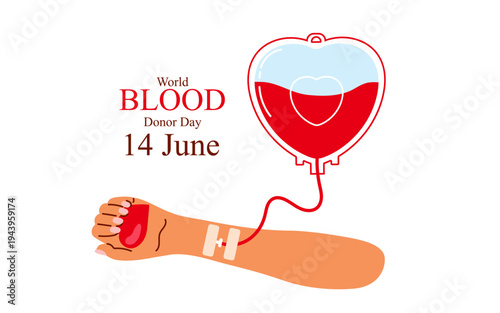 International Blood Donor Day. Vector illustration for blood donation campaign, medical charity, save lives poster, healthcare volunteering, hospital donor program, transfusion awareness, compassion.
