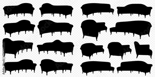 Collection of various sofa and couch silhouettes, perfect for interior design concepts and furniture layouts.