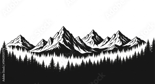 Snowy Mountain Range Landscape View.
