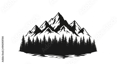 Snowy Mountain Range Landscape View.