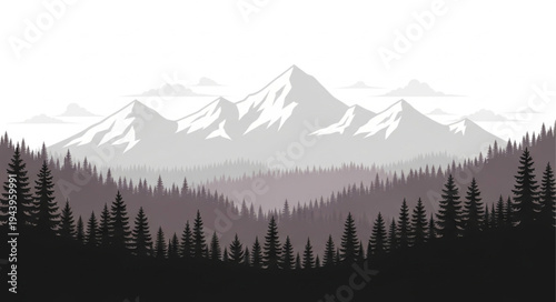 Snowy Mountain Range Landscape View.