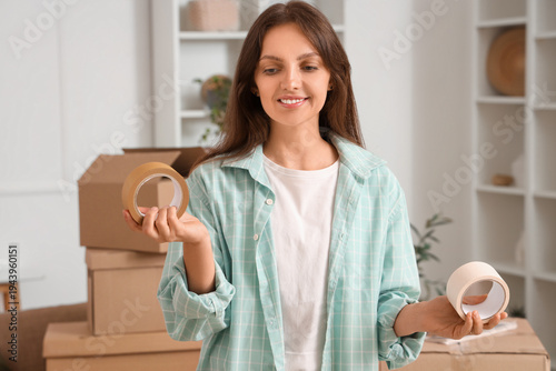 Young woman with adhesive t...