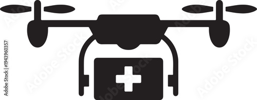 Medicine Delivery Drone Silhouette Icon