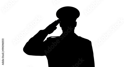 Silhouette of a Soldier Saluting.