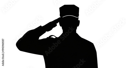 Silhouette of a Soldier Saluting.