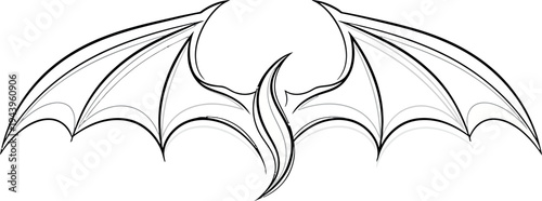 Black and white of a bat wing animal