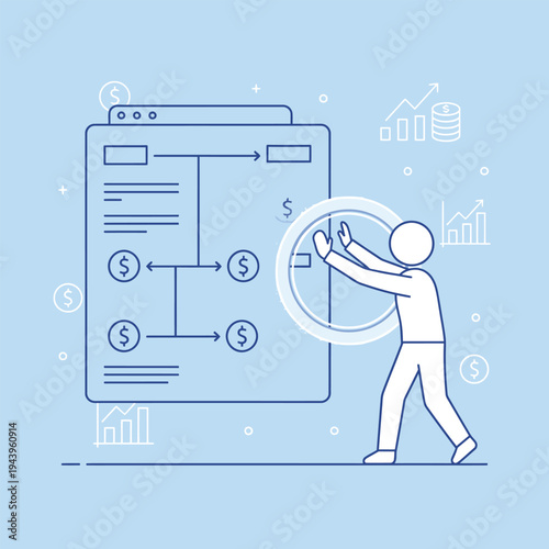 Business process flowchart management and financial planning.