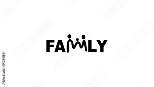 family inscription, black isolated silhouette