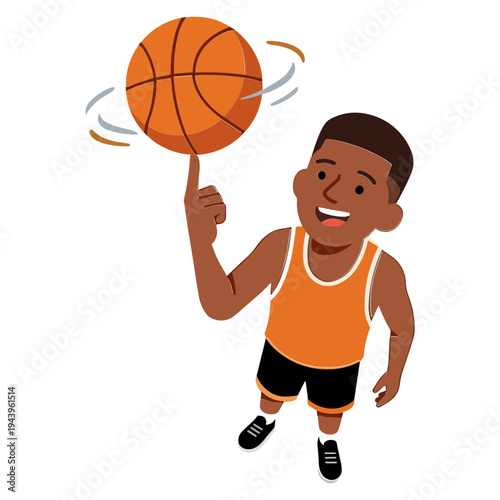 The boy skillfully dribbles a basketball with his right hand outdoors.