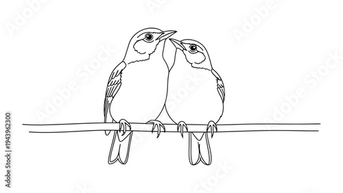 Love Birds in harmony: two small birds are perched together on a branch, their beaks touching in a tender moment of affection. The image captures the essence of partnership and togetherness. 