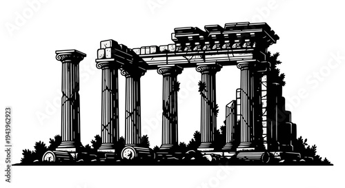 Ancient Greek Ruins Stone Columns.