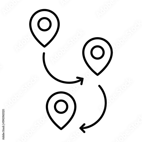 Route icon vector. Path Illustration sign. Direction symbol. Navigation logo. 