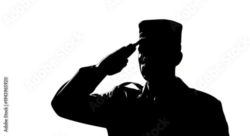 Soldier Silhouette Saluting Uniform.
