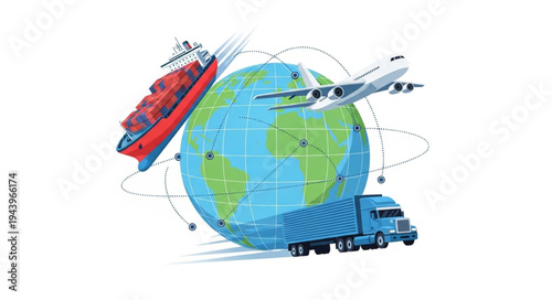 Transport Around The World Globe.