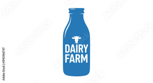 Dairy Farm: Fresh milk bottle graphic illustration promoting dairy production with a cow graphic