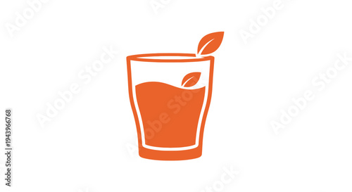 Fresh Orange Drink: A refreshing glass of vibrant orange juice, adorned with fresh green leaves, symbolizing vitality and the purity of natural ingredients.