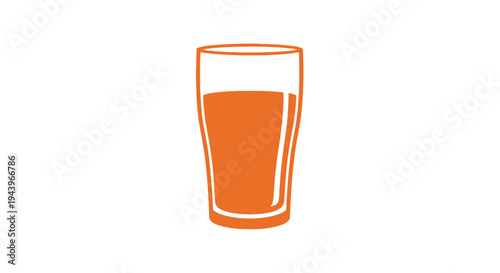 Orange Juice Silhouette: A simple and clean illustration of a tall glass filled with freshly squeezed orange juice, showcasing refreshment and vitality.