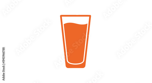 Refreshing Glass: A single, elegantly outlined glass, filled with a vibrant orange liquid. Its simplicity hints at the essence of refreshment and vitality.