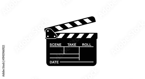 Clapperboard Icon: An iconic clapperboard against a minimalistic setting, symbolizing the magic of cinema and the start of a new film.