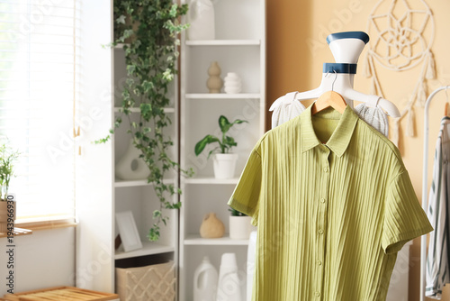 Modern steamer with rack of...