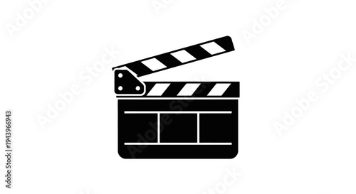 Clapperboard Icon: An iconic clapperboard against a clean background, symbolizing film production and storytelling.