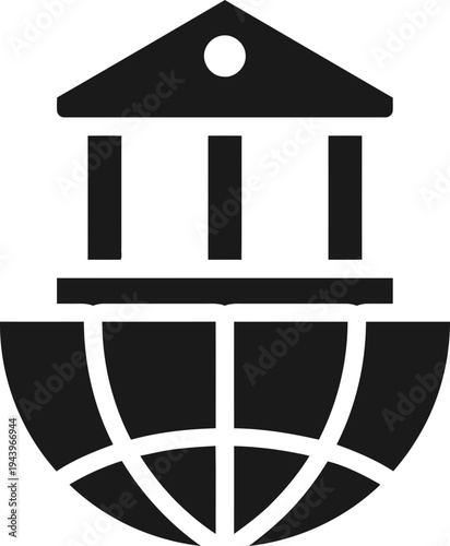 Black and white building icon.