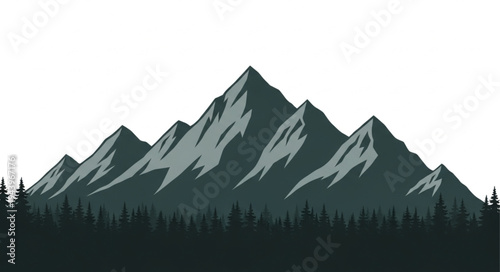 Snowy mountain range landscape view.