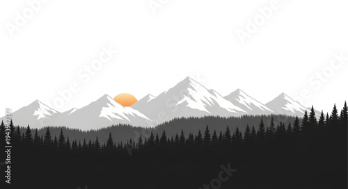 Snowy mountain range landscape view.