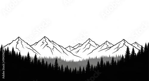 Snowy Mountains and Pine Forest.