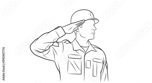 Soldier Giving a Salute Gesture.