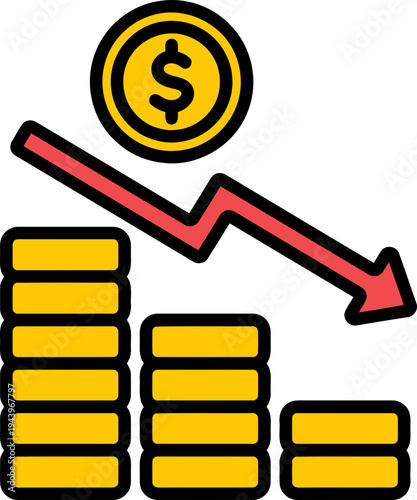 Declining Financial Economy Graph.
