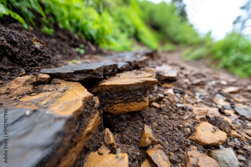 Fresh Landslide Revealing Tectonic Fault Line in Natural Landscape Formation