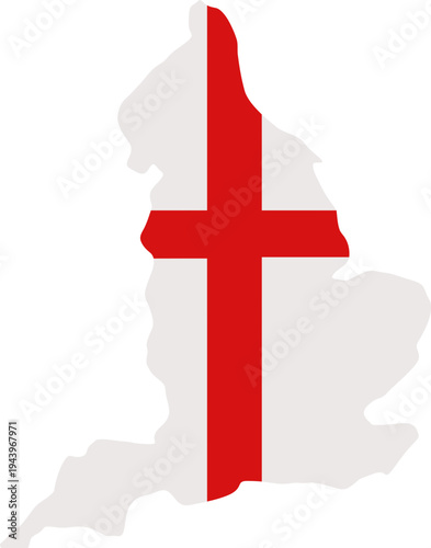 England Map with Red Cross.
