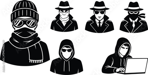 Collection of anonymous figures representing hackers 