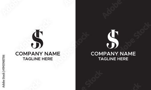 JS Letter Logo Design Vector Template. Alphabet Initial Letter JS Logo Design With Glossy Reflection Business Illustration.