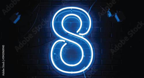 Glowing neon treble clef and musical numbers shine as a 3d melody sign illustration featuring a light blue tone against a black background for a modern harmony design