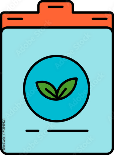 Eco friendly battery with green leaf symbol