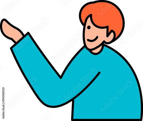 Smiling man gesturing presentation