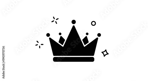 Black Crown Icon With Sparkles.