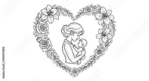 Mother holding newborn baby close.