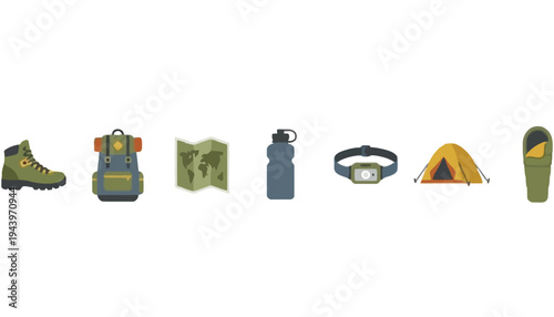 Hiking trail vector art icon collection for outdoor enthusiasts and travelers