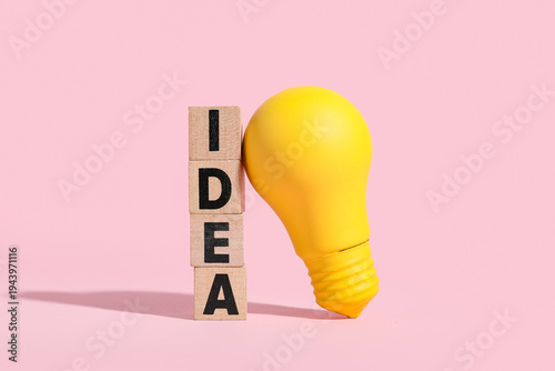 Word IDEA made of wooden cu...