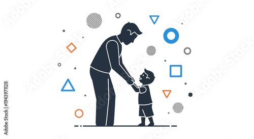 Man Holding Little Boys Hand.