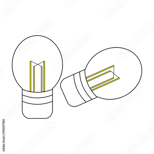 Minimalist incandescent bulbs. Professional line art Vector. Distinctive electric light symbols. Simple industrial lighting arrangement.