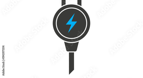 Electric Plug Symbol with Lightning Bolt Icon.