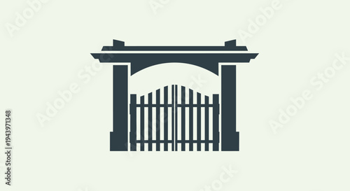 Elegant Archway Gate with Vertical Picket Fence Design.