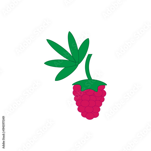 Berry cannabis fusion. Red green vector berry. Marijuana raspberry concept. Food legalization symbol.