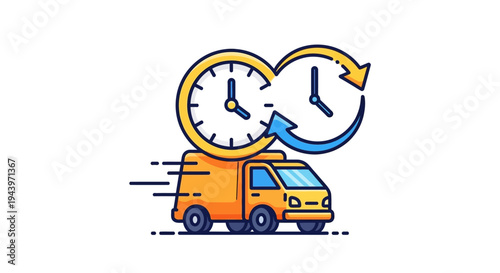 Fast Delivery Service with Time Clock Icon.
